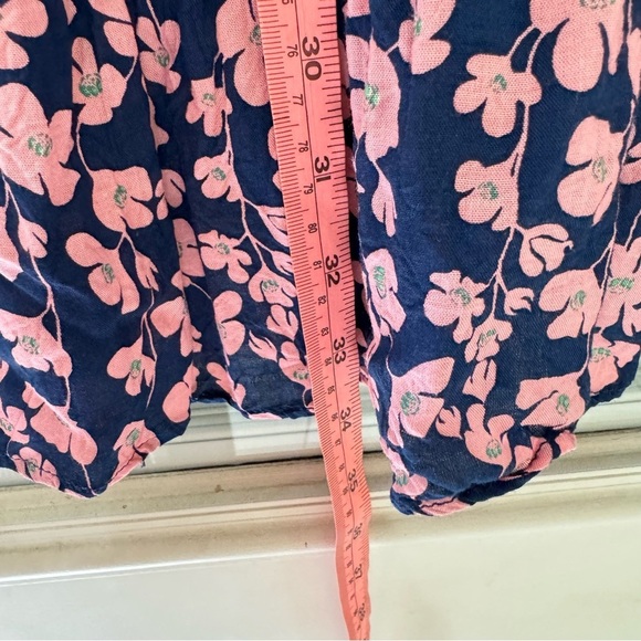 Angels By the Sea Floral Blue Pink Sleeveless Single Tier Button Front Dress L - Picture 4 of 8